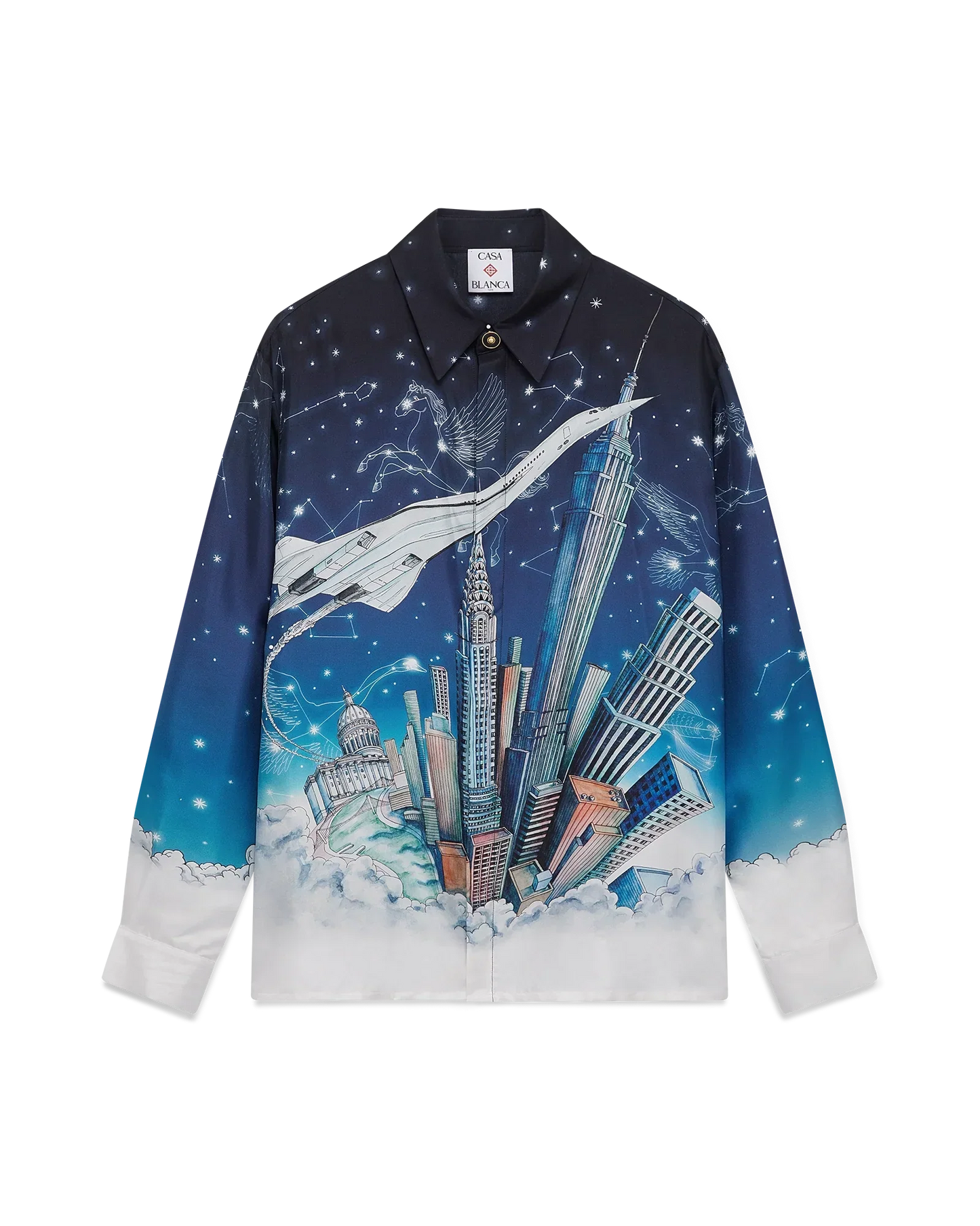 Vol De Nuit Long Sleeve Silk Shirt