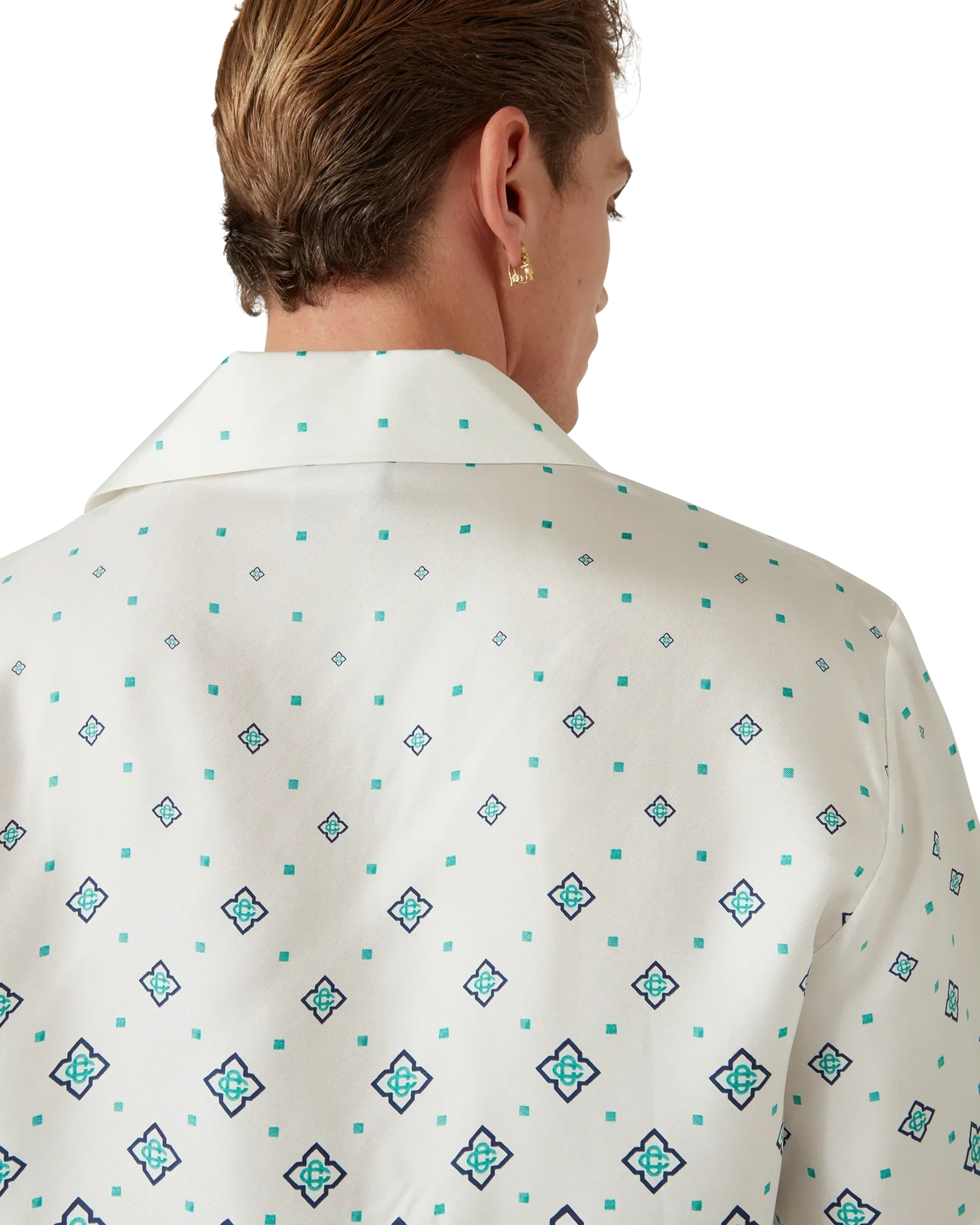 Gradient Monogram Short-Sleeve Silk Shirt
