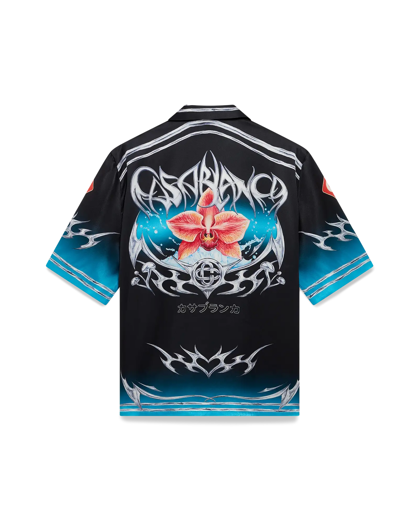 Blades  Short Sleeve Silk Satin Shirt