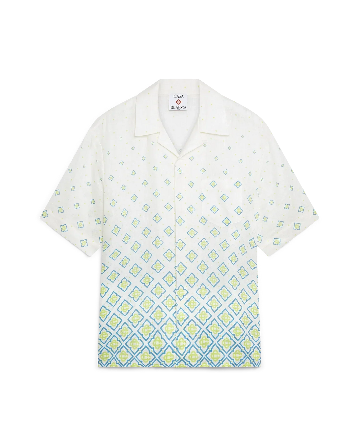 Degrade Monogram Short Sleeve Linen Shirt