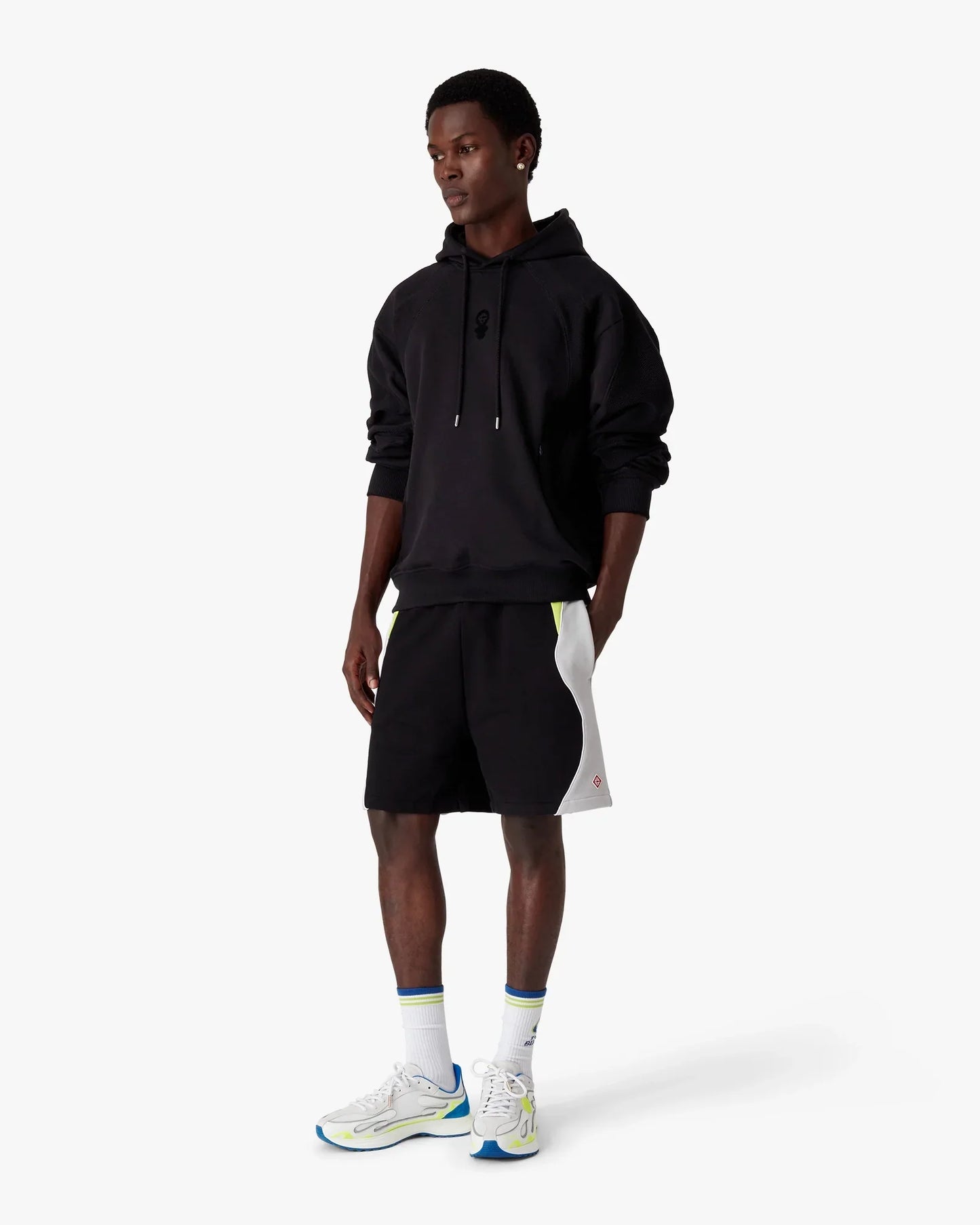 Black Squash Logo Flock Print Hooded Sweatshirt