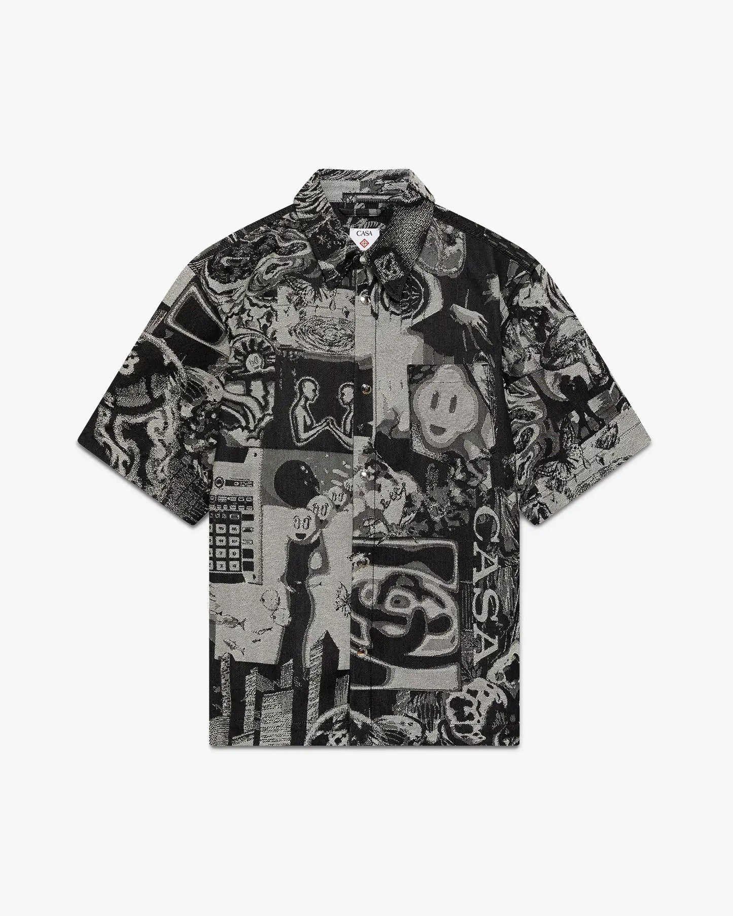 Rave Collage Short Sleeve Denim Shirt