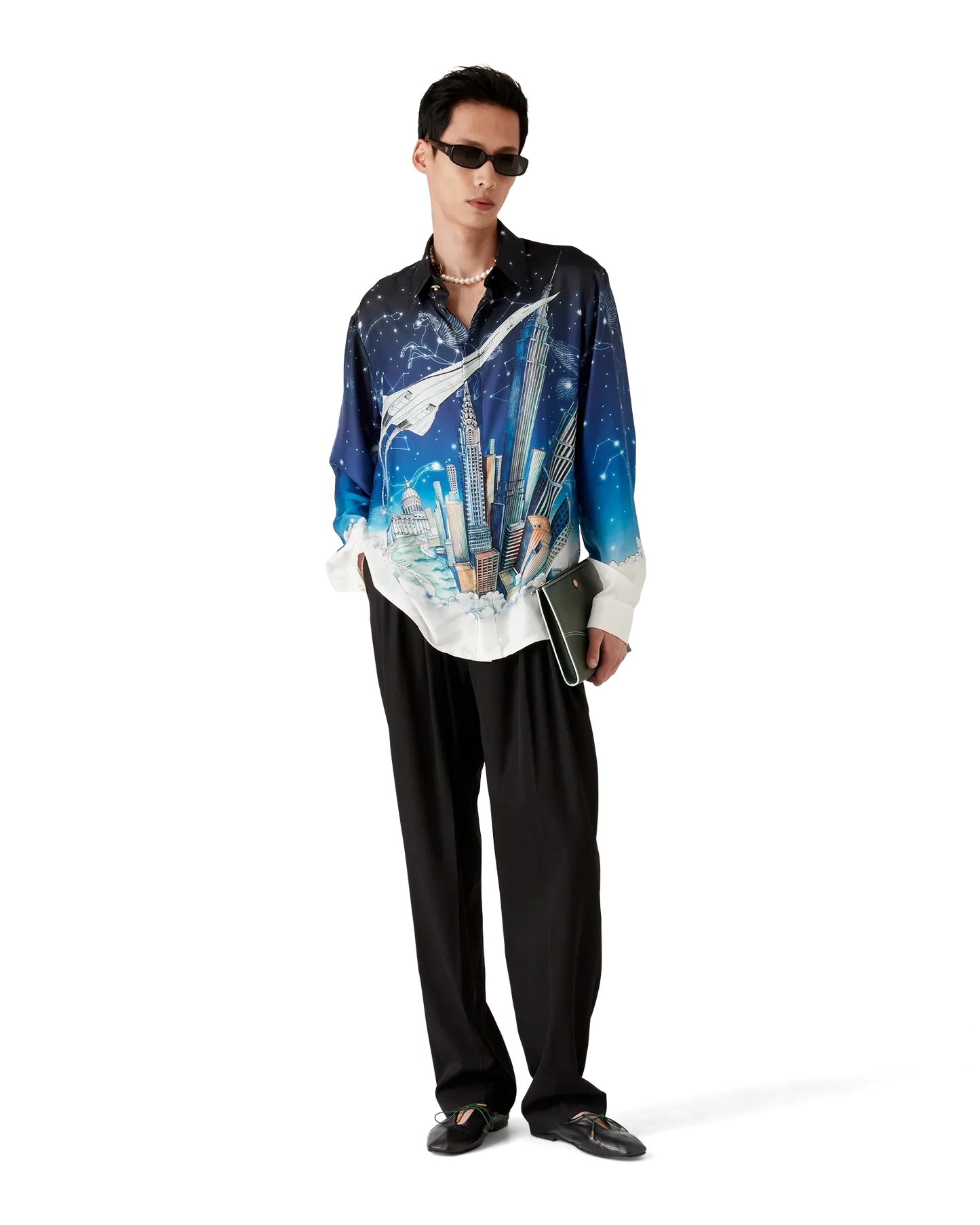 Vol De Nuit Long Sleeve Silk Shirt